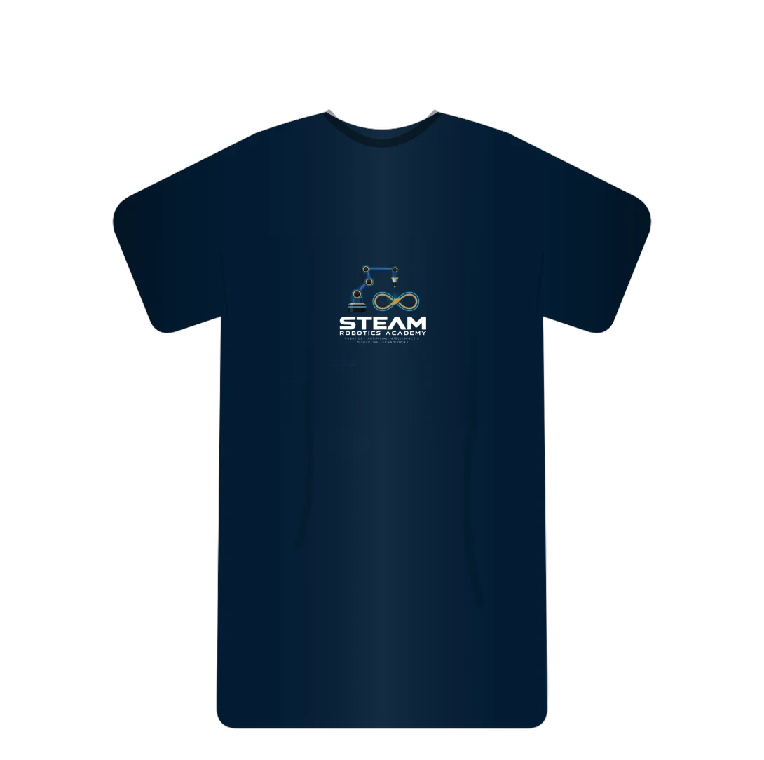 Academy t-shirt with the STEAM Robotics Academy logo