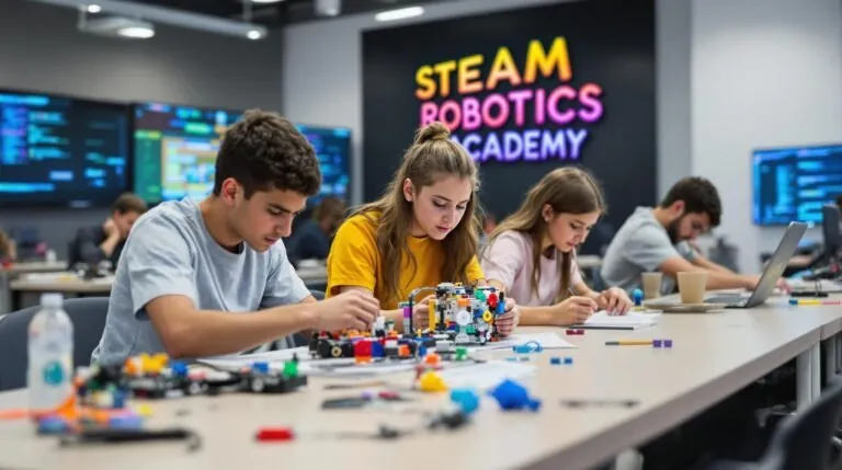 Estudiantes construyen con LEGO y kits de robótica en el taller de la academia